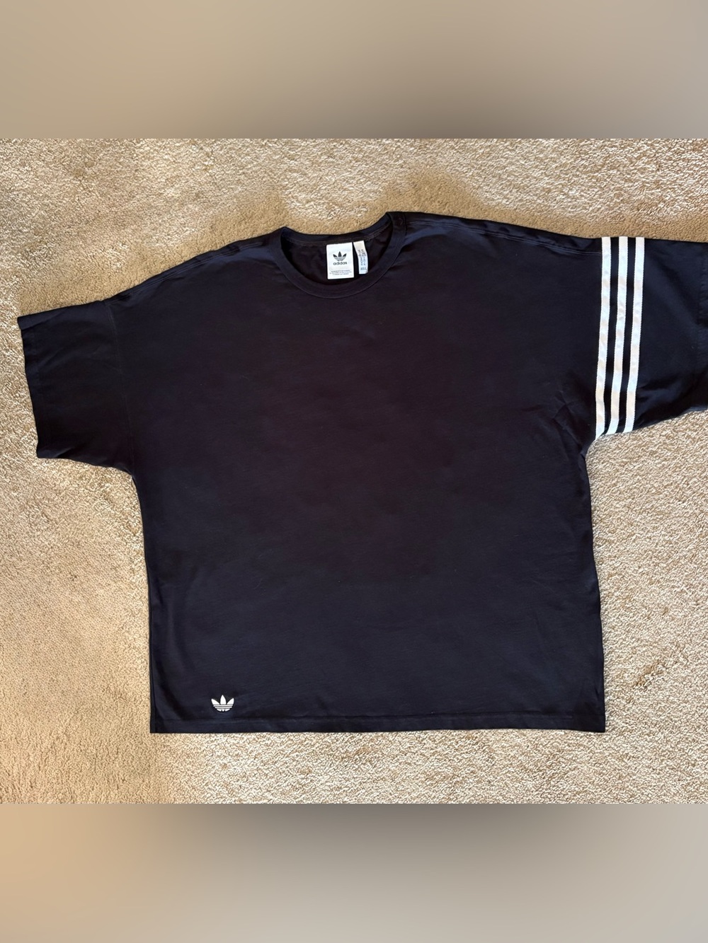 Adidas Original Neuclassics Tee Black 3 Stripes On One Sleeve Mens Size XL